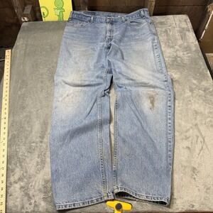 Vtg‎ Levis Relaxed Straight Leg Light Mud Wash Blue Jeans Paper Tag Mexico 40x32